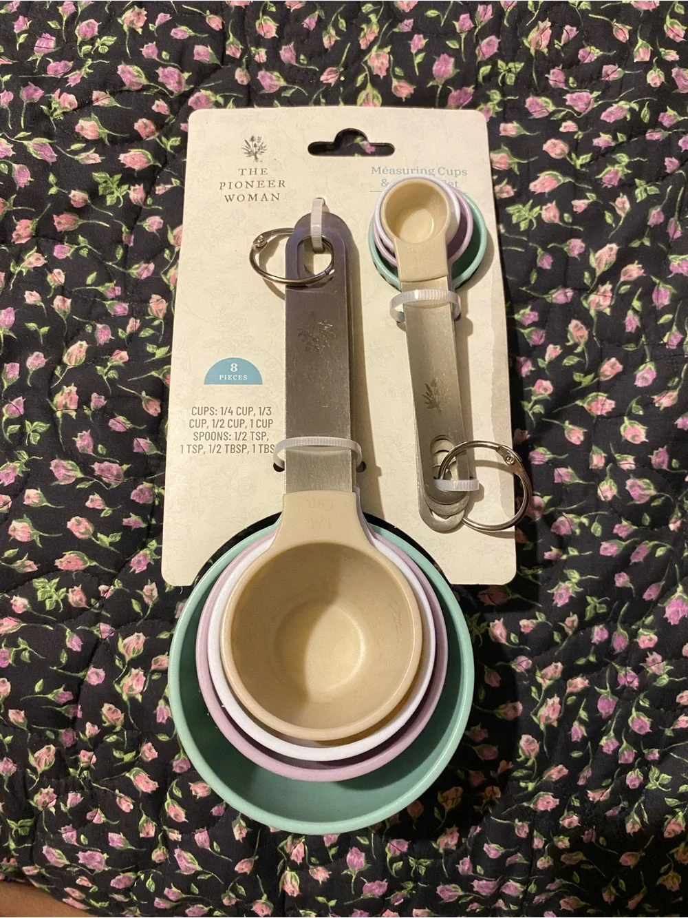 The Pioneer Woman Cream, Mint & Lavender Nesting Measuring Cups and Spoons